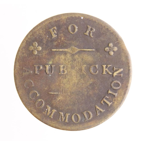 769 - Canada Token, 'Ships Colonies and Commerce' thin brass Halfpenny 1815, scarce, aVF for type.