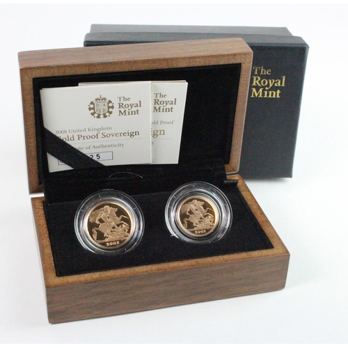 78 - Two coin gold proof set 2008 Sovereign & Half Sovereign FDC boxed as issued