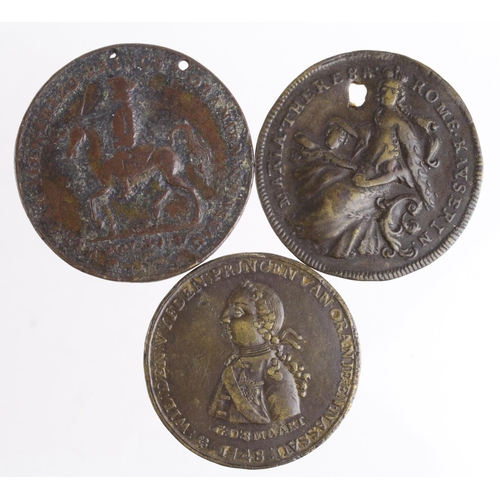 781 - European Commemorative Medals (3) bronze: William of Orange Seven Provinces 1766, 37mm, together wit... 