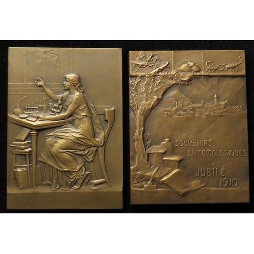 787 - French Commemorative Plaques (2): Louis Pasteur 1822-1895 by G. Prud'homme, bronze 73mm EF, and J.H.... 