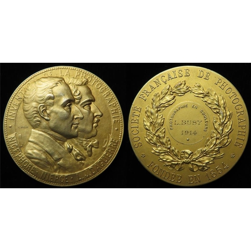 789 - French Photography Medal, silver-gilt d.50mm: Nicéphore & Daguerre, Société Français de Photographie... 