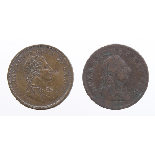 794 - Ireland (2) Penny Tokens: Luke chapter and verse 1818 Fine, and Wellington & Erin Go Bragh Penny 181... 