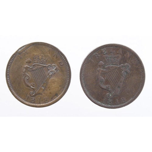 794 - Ireland (2) Penny Tokens: Luke chapter and verse 1818 Fine, and Wellington & Erin Go Bragh Penny 181... 