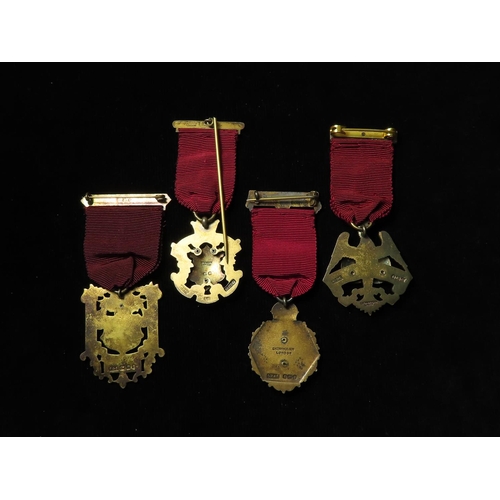 814 - Masonic Jewels (4): Royal Masonic Benevolent Institution: Enamelled, hallmarked silver-gilt charity ... 