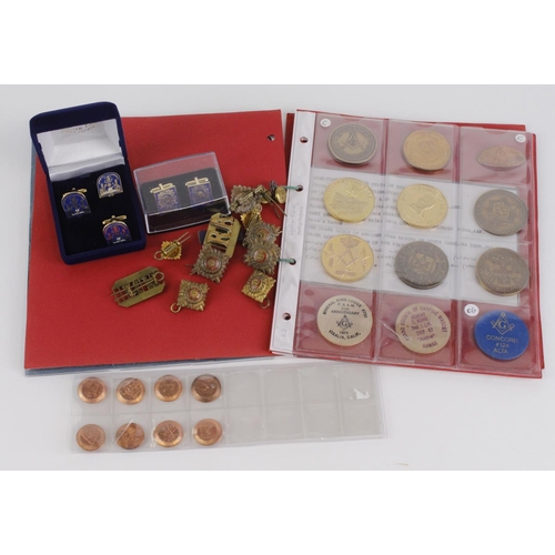 821 - Masonic Tokens (54) and other items: A collection of 48 tokens mostly from Craft Lodges, Chapters an... 