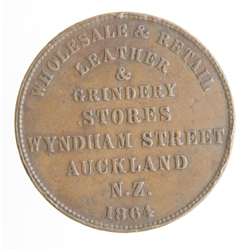 825 - New Zealand Penny Token: B. Gittos, Auckland, 1864, VF, edge knocks.