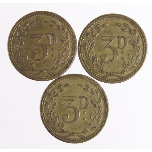 828 - Pub Checks (3) all Cotswold Inn, Charlton kings, Cheltenham brass 3d, VF-EF