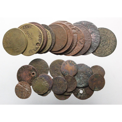 845 - Tokens, 17thC (16) assorted mostly low grade, a few damaged, plus an assortment of (15) European jet... 