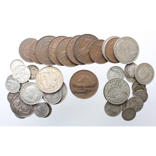 862 - Australia (45) mostly predecimal assortment including silver, mixed grade.