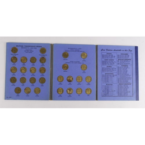 923 - GB Brass Threepences (34) complete Whitman folder 1937-1967, including key dates (from circulation),... 