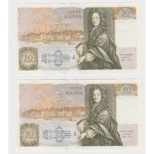 104 - Gill 50 Pounds (2) Pictorial Series D issued 1988, a consecutively numbered pair, serial D45 884311 ... 