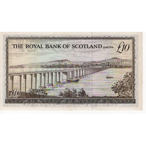 359 - Scotland, Royal Bank of Scotland 10 Pounds dated 19th March 1969, signed Robertson & Burke, serial A... 