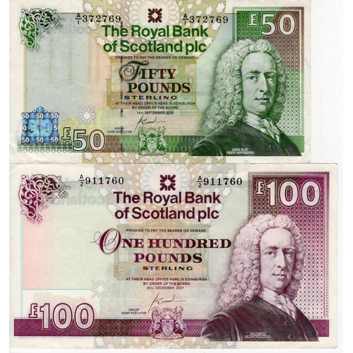 366 - Scotland, Royal Bank of Scotland plc (2), 100 Pounds dated 20th December 2007, signed Fred Goodwin, ... 