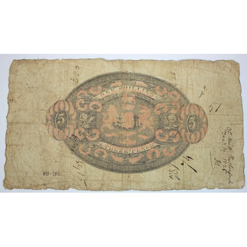 378 - Bristol Bullion Bank 5 Pounds dated 9th May 1823 for Browne, Cavenagh, Browne & Bayly, serial no. 36... 