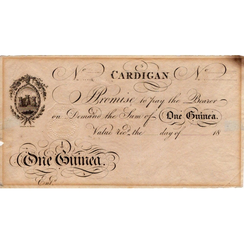 382 - Cardigan 1 Guinea dated 18xx (1830 - 1890) an unissued remainder, printer Johnston & Co, Bristol (Ou... 