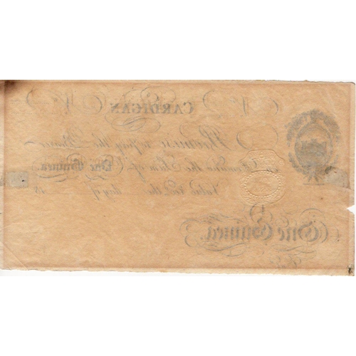 382 - Cardigan 1 Guinea dated 18xx (1830 - 1890) an unissued remainder, printer Johnston & Co, Bristol (Ou... 