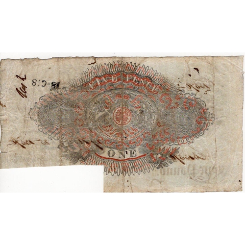 383 - Christchurch & Wimborne Bank 1 Pound dated 1825, serial No. 13570 for Dean, Clapcott, Quartley & Co.... 