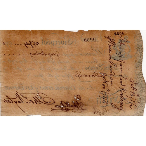 394 - Liverpool, Corporation of Liverpool 50 Pounds dated 27th July 1795, serial no. 833, for the Corporat... 