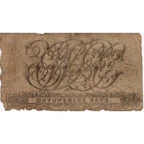 400 - Okehampton, Devonshire Bank 5 Pounds dated 1817, serial No. A633 for Cann, Williams, Searle & Co. (O... 