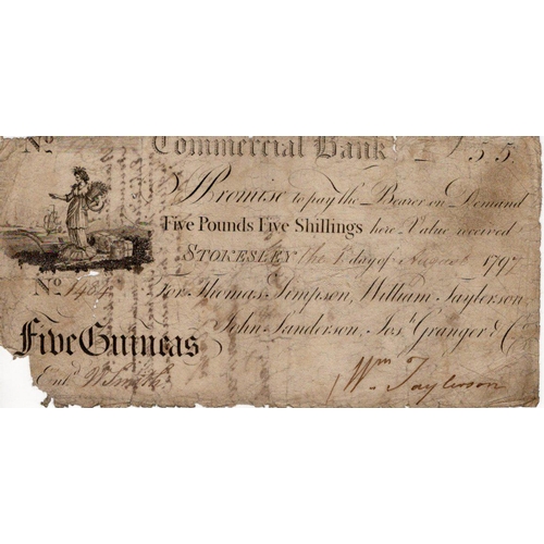 402 - Stokesley Commercial Bank 5 Guineas dated 1797, serial No. 1484 for Thomas Simpson, William Taylerso... 