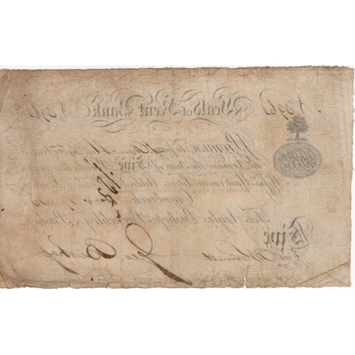 404 - Weald of Kent Bank Cranbrook 5 Pounds dated 1813, serial No. 3961 for Argles Bishop, Benchley & Bish... 