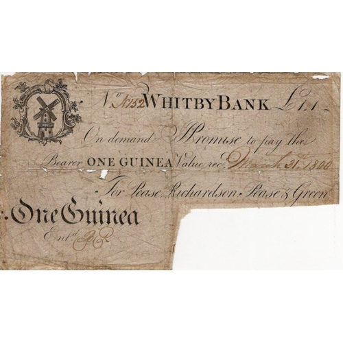 405 - Whitby Bank 1 Guinea dated 1800, serial No. V152 for Pease, Richardson, Pease & Green (Outing2342c),... 