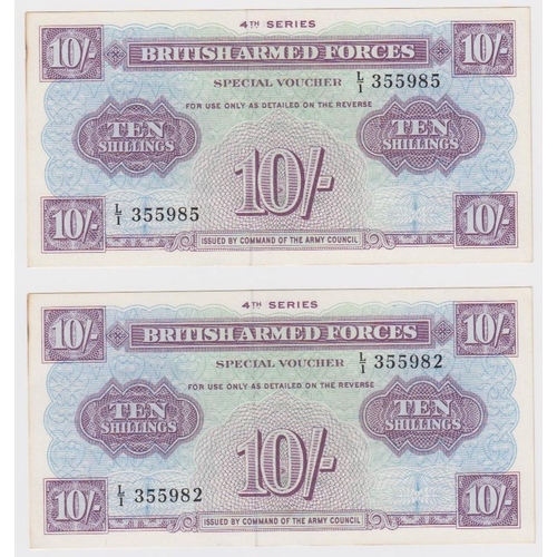 413 - British Armed Forces 10 Shillings (2) issued 1962, 4th Series scarce without punched cancellation ho... 