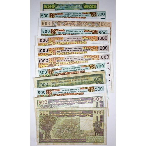 422 - Africa (12), West African States, 50 Francs issued 1958 without Country code, Ivory Coast 500 Francs... 