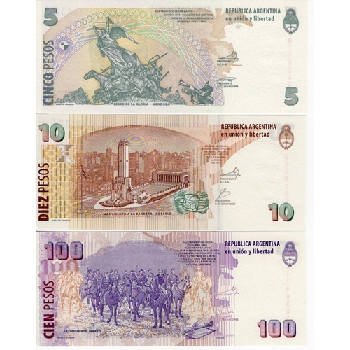 432 - Argentina (3), a set of REPLACEMENT notes comprising 100 Pesos issued 2003 serial R11465650A (TBB B4... 