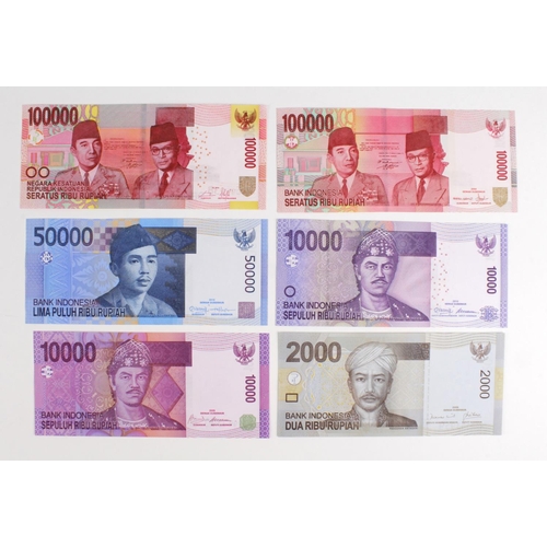 597 - Indonesia (6) REPLACEMENT notes, 100000 Rupiah (2) dated 2004 and 2014, 50000 Rupiah dated 2010, 100... 