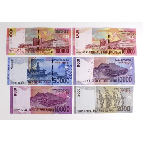 597 - Indonesia (6) REPLACEMENT notes, 100000 Rupiah (2) dated 2004 and 2014, 50000 Rupiah dated 2010, 100... 