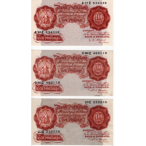 64 - Beale & O'Brien 10 Shillings (3), Beale first issue 1950 serial 23C 239258 (B265) EF, Beale second i... 