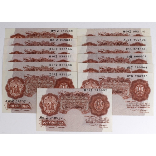 69 - Beale 10 Shillings (13) issued 1950, first issue (4) including 2 LAST SERIES notes 'B' suffix, with ... 