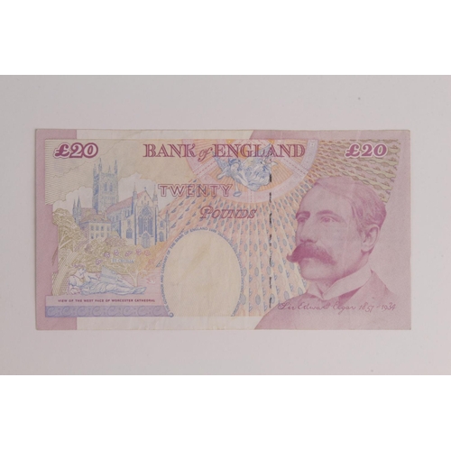 83 - ERROR Lowther 20 Pounds issued 1999, large ink smudge on front, serial CC78 522915 (B386, Pick390a) ... 