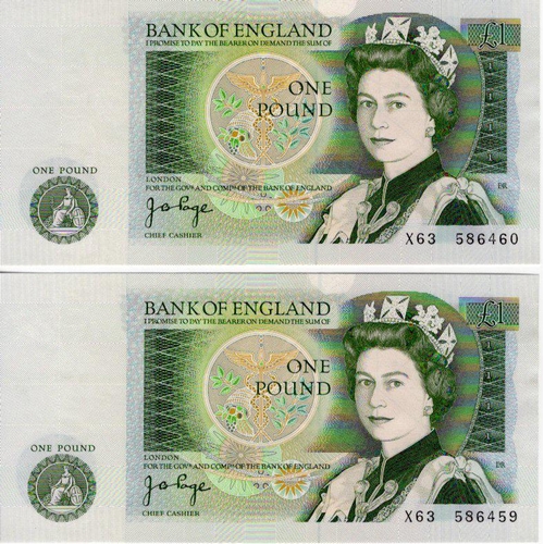 85 - ERROR Page 1 Pound (2) issued 1978, a consecutively numbered pair of error notes, both have missing ... 