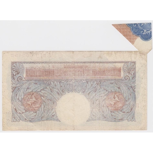 90 - ERROR Peppiatt 1 Pound issued 1940, serial B01D 000496, large extra paper FISHTAIL at top left corne... 