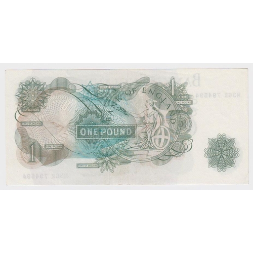 94 - Fforde 1 Pound issued 1967, REPLACEMENT note serial M36R 794594 (B302, Pick374e) light folds, good E... 