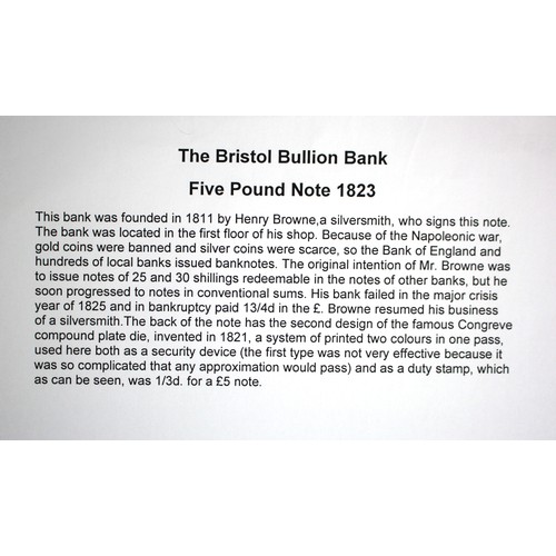 378 - Bristol Bullion Bank 5 Pounds dated 9th May 1823 for Browne, Cavenagh, Browne & Bayly, serial no. 36... 