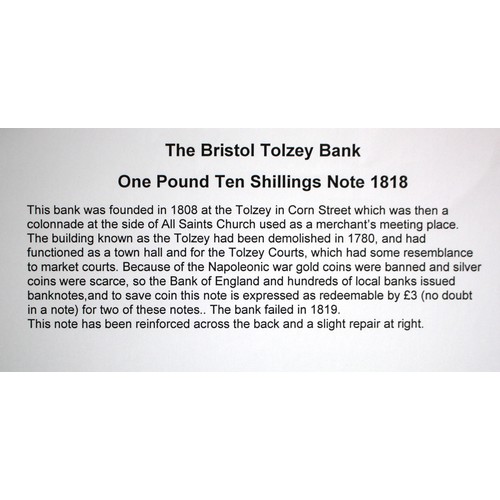 379 - Bristol Tolzey Bank 1 Pound 10 Shillings dated 27th June 1818 for Samuel Worrall & Andrew Pope, seri... 