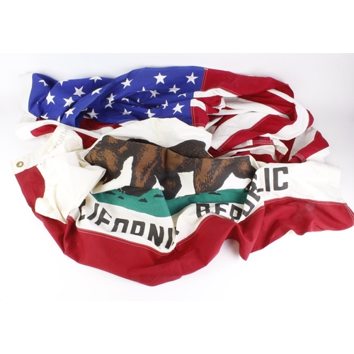 1048 - Two large cloth flags, comprising the USA (fifty stars) 145cm x 85cm approx. & the Californian Repub... 