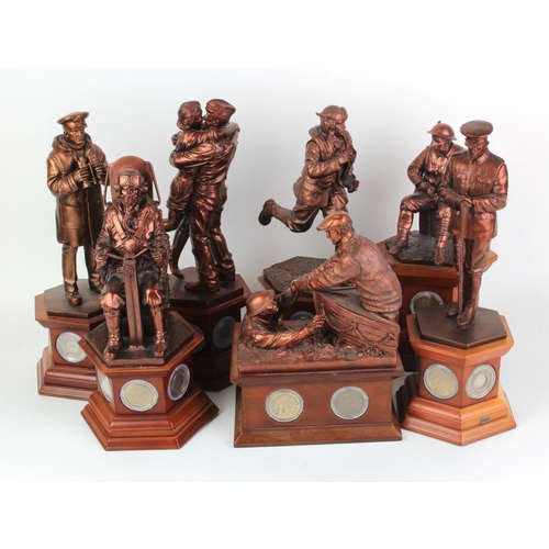 1063 - Danbury Mint. A collection of seven figures, by the Danbury Mint depicting Soldiers, Airman & Naval ... 