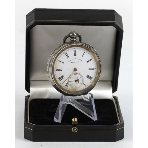 494 - H.E.Peck of London silver pocket watch, white dial with Roman numerals, weight 95.2g