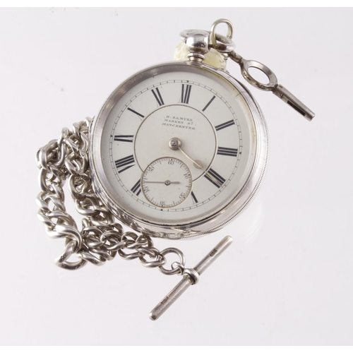 495 - Gents silver cased open face pocket watch, hallmarked Birmingham 1892. The white dial with Roman num... 