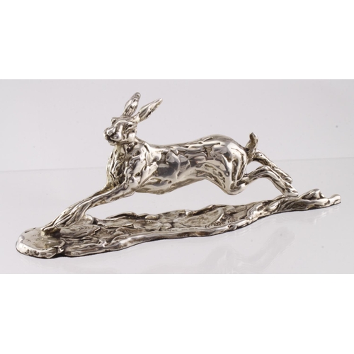 593 - Lucy Kinsella limited edition (10/20) silver Hare, hallmarked Birmingham. Total weight includes base... 