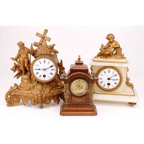 528 - Three mantel clocks (some damage), sold as seen