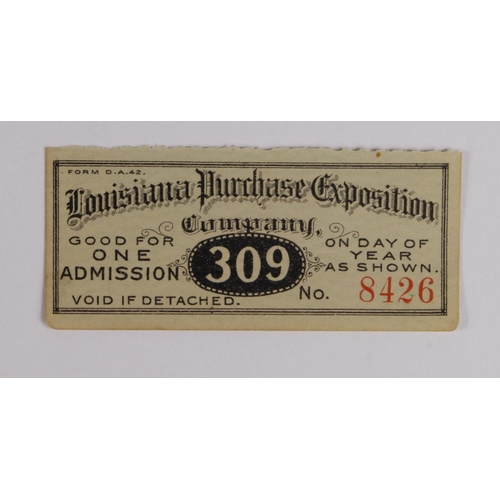 1007 - St Louis Olympics 1906, Ticket for Louisiana Purchase Exhibition which formed part of the Olympics. ... 