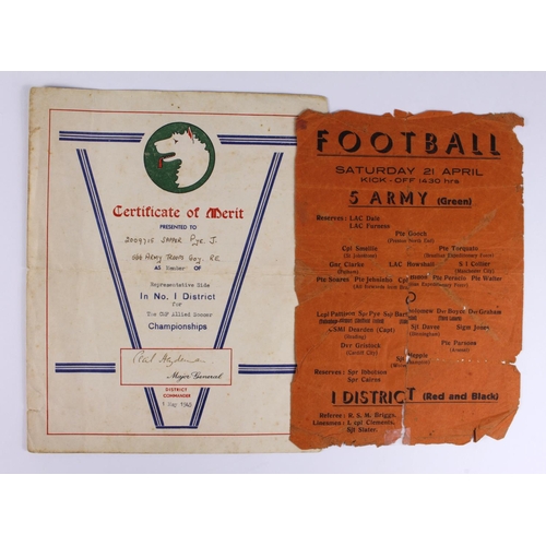 1018 - Wartime from Jesse Pye collection, rare single sheet programme for match played on 21/4/1945 between... 