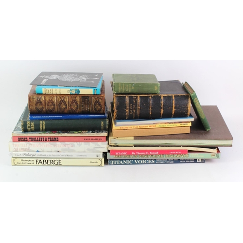 1032 - Books, mixed selection, transport, military, birds, Faberge, travel, includes 1957 Vogue magazine & ... 