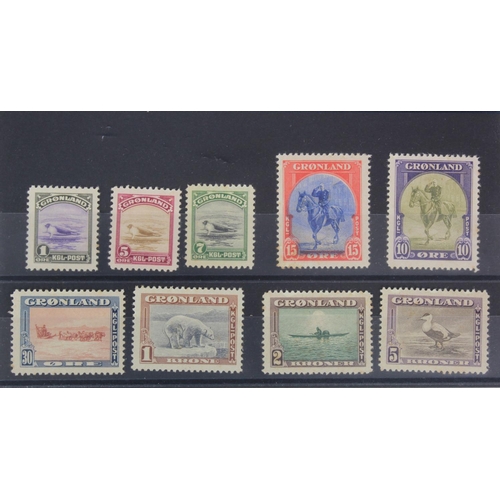 124 - Greenland 1945 set SG8/16 mounted mint, light tone to reverse, cat £351. (9)