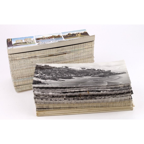 586 - Wide view panoramic postcards, black & white & colour, mixed resorts, singles & packets   (approx 50... 